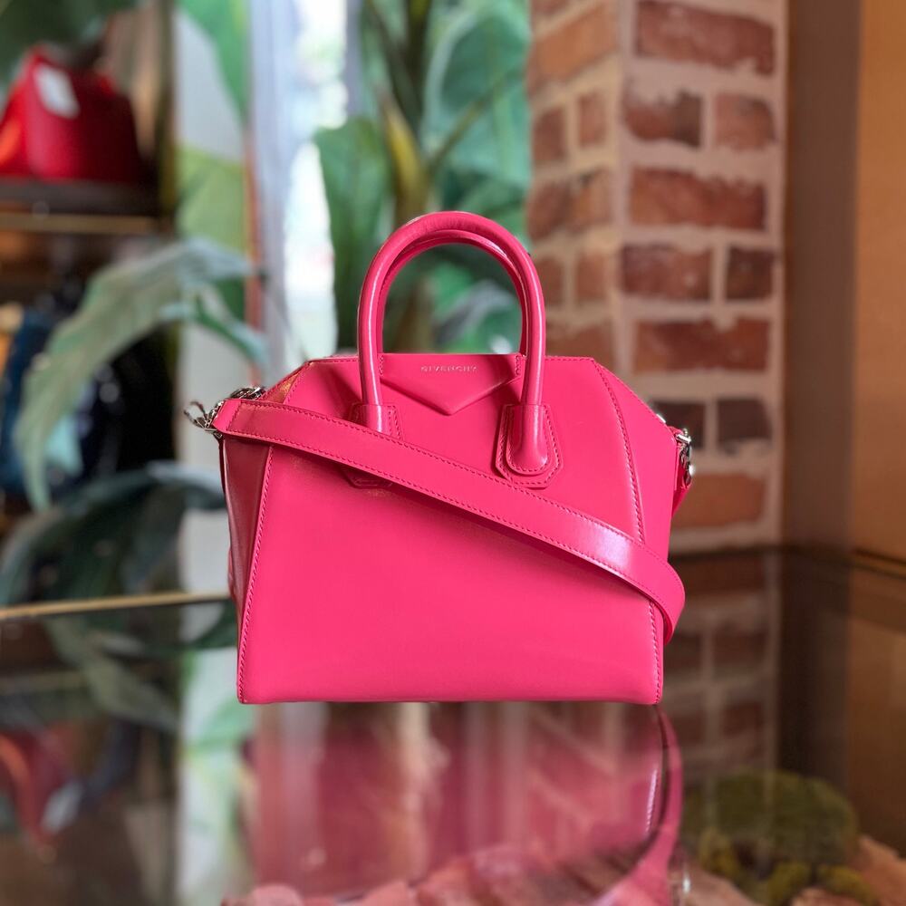 GIVENCHY Antigona Mini Hot Pink Smooth Calfskin Leather Top Handle Bag